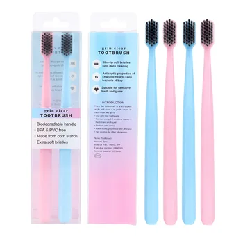 

2PCS Bamboo Charcoal Health Couples Toothbrush Oral Care Teeth Cleaning Care Tools Crystal Box Set