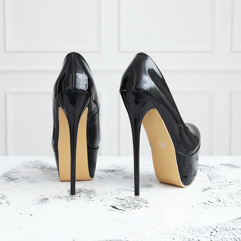 Lucyever/пикантные женские туфли-лодочки на очень высоком каблуке 16 см; красные лакированные кожаные туфли на высокой платформе; элегантные женские туфли для вечеринки и свадьбы