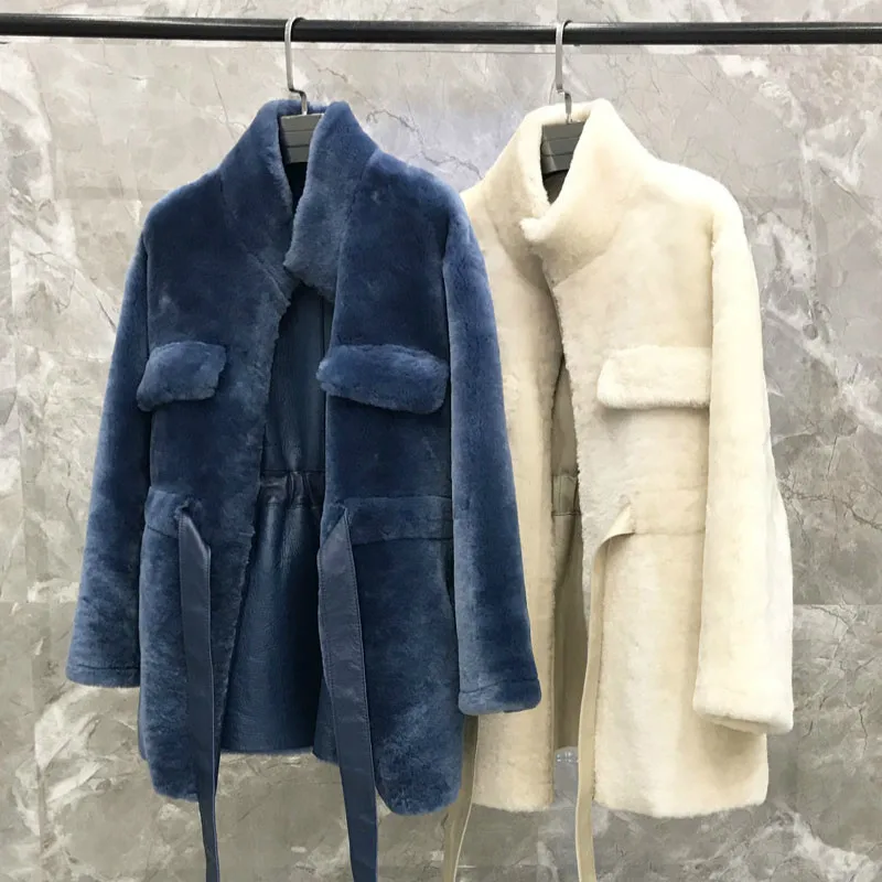 

Real Fur Coat Women Winter Warm Sheep Shearling Jacket Korean Solid Wool Overcoat Black Abrigos Mujer Invierno 2020 YY658