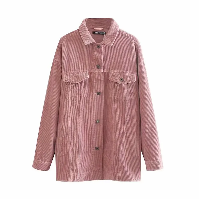 discounted Vintage Corduroy Jacket Coat Single Breasted Women Loose Oversize Long Coat Solid Color 2019 Autumn
