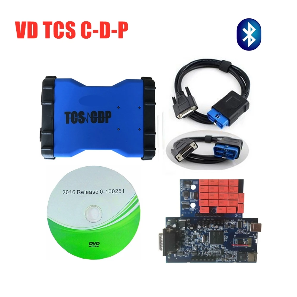 Новая модель VD TCS C-D-P PRO. R0 Keygen с Bluetooth сканер для автомобилей и грузовиков obd obd2 Диагностический Инструмент+ 8 шт. автомобильные/Грузовые кабели - Цвет: with bluetooth