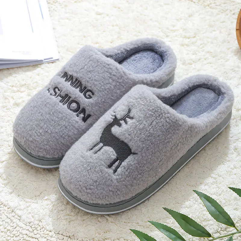 

Couple Winter Home Slippers Unisex Cartoon Cat Shoes Non-slip Soft Winter Warm House Slippers Indoor Bedroom mens Floor Shoes