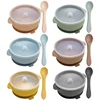 High Quality Silicone Baby Sucker Bowl With Lid BPA Free Waterproof Toddler Plate Set Portable Silicone Spoon For Kids 1