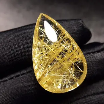 

Genuine Natural Gold Rutilated Quartz Wealthy Pendant Water Drop Crystal Fashion 31.2*20.4*9.6mm Necklace Jewelry AAAAAA