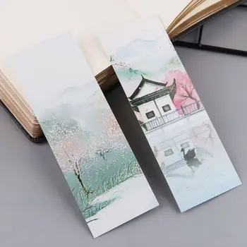 

30pcs Creative Chinese Style Paper Bookmarks Painting Cards Retro Beautiful Boxed Bookmark Commemorative Gifts