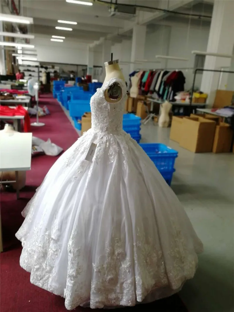 Роскошное бальное платье кружевное романтичное свадебное платье с бретельками на рукавах и оборками Свадебные платья Vestido De Noiva