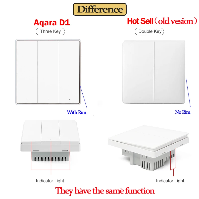 Aqara 스마트 라이트 벽 스위치, 골드 골든 스마트 무선 스위치, ZigBee, 중립 스위치 포함, 원격 제어, Mi Home Homekit