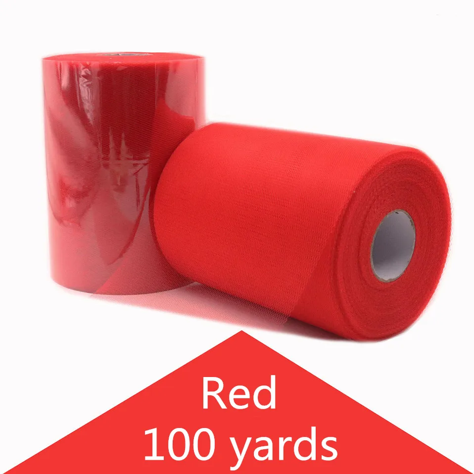 100Y Red 15 см 100 ярдов сетка тюль рулон DIY юбка-пачка подарочная упаковка на день рождения праздник в честь рождения ребенка, Рождество свадьба партия поставка спрос среди детей - Цвет: 100Y Red