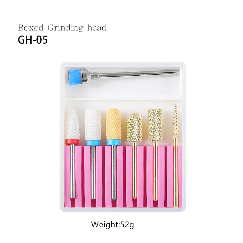7Pcs Ceramic Nail Drill Bits Set with Cleaning Brush Diamonds Milling Cutter Silicone Polishing for Manicure Machine Accessories
