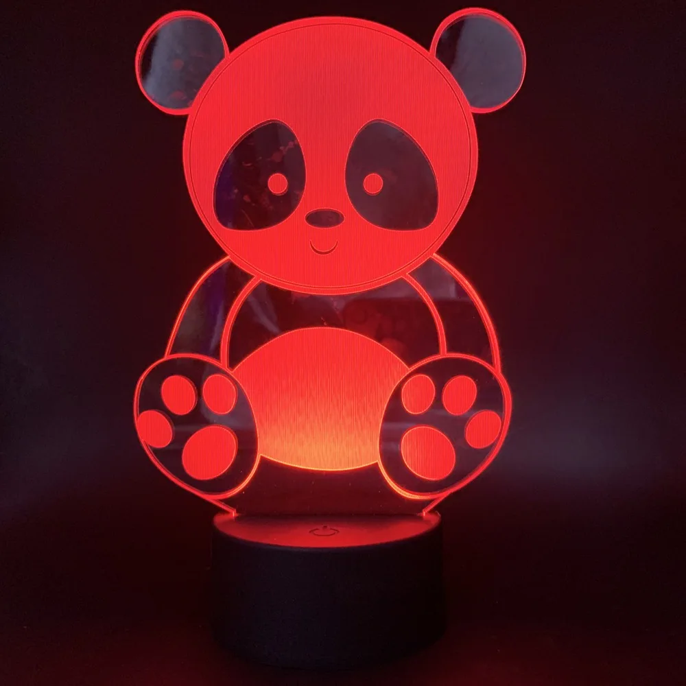 Ночник Led Panda 3D Визуальный свет Effece для детей подарок ночные светильники прикроватные светодиодные ночники 7 цветов меняющие ночные огни
