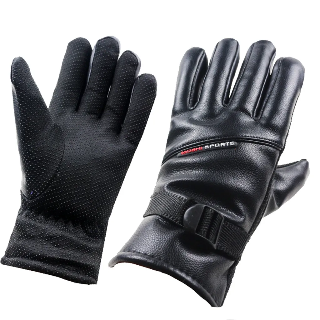Winter Gloves for Men Women Touch Screen Leather Gloves Waterproof Windproof Anti-Slip Protective Cycling Riding Gloves guantes