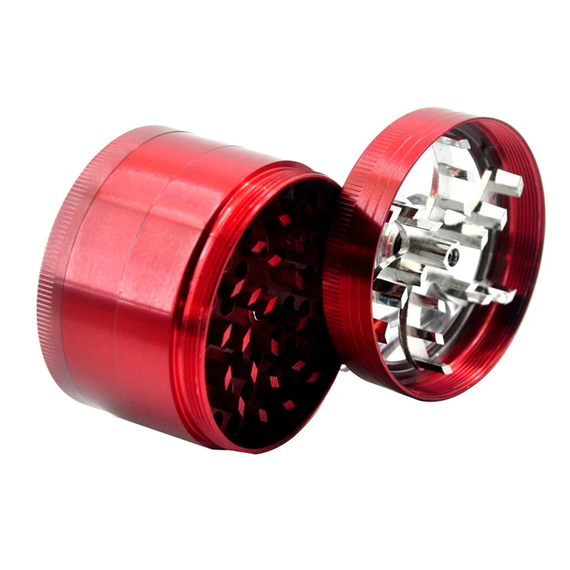 Red 4 Layers Tobacco Spice Weeds Grass Aluminium Grinder Smoke Crusher Hand Crank Mill J99Store - Цвет: Red