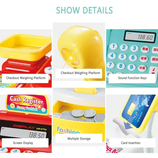 Children Puzzle Play House Toy Supermarket Cash Register Toy Electric Light Multifunctional Girl Parent-child Toy Birthday Gift 3