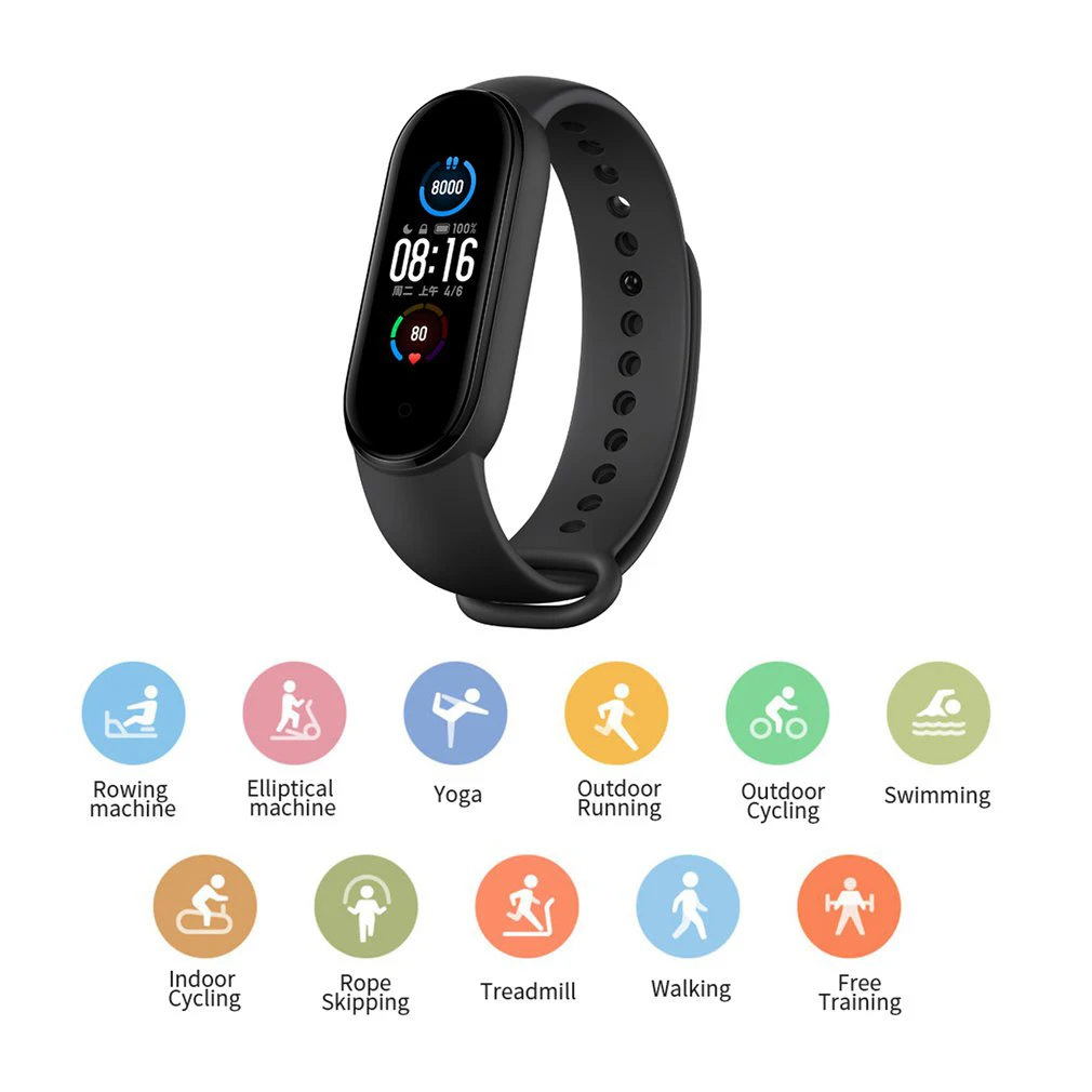 Смарт браслет Xiaomi Mi Band5 фитнес трекер с пульсом Bluetooth спортивный AMOLED экран band