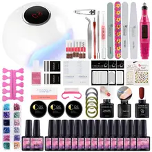 爪セット紫外線 LED ランプ 15 個ネイルジェルポリッシュキットソークオフゲル用ネイルアートセットマニキュアツールセットドライヤーマットトップ(China)