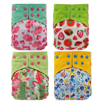 

Ohbabyka 2020 New 4pcs/set Washable Eco-Friendly AI2 Cloth Diaper Adjustable Nappy Reusable Cloth Diapers Fit 0-2years 3-15kg
