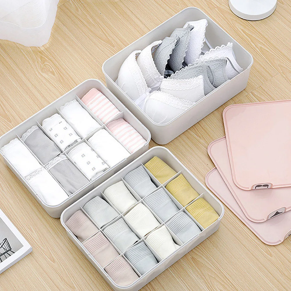

Covered Underwear Storage Box with Lid Home Wardrobe Drawer Closet Organizer Case for Socks Panties Bra Partition Socks Box New