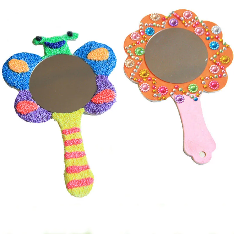 

Saizhi 4pcs Wooden Chite DIY Drawing Toys Handmade Painted Mirror For Children Model Use Snowflake Clay Pearl Mud Clay SZ3127