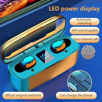 

F9 Wireless Bluetooth Headphones With Mic TWS Earphone Touch Control Stereo Headset IPX7 Waterproof Sport Earphones LED Display