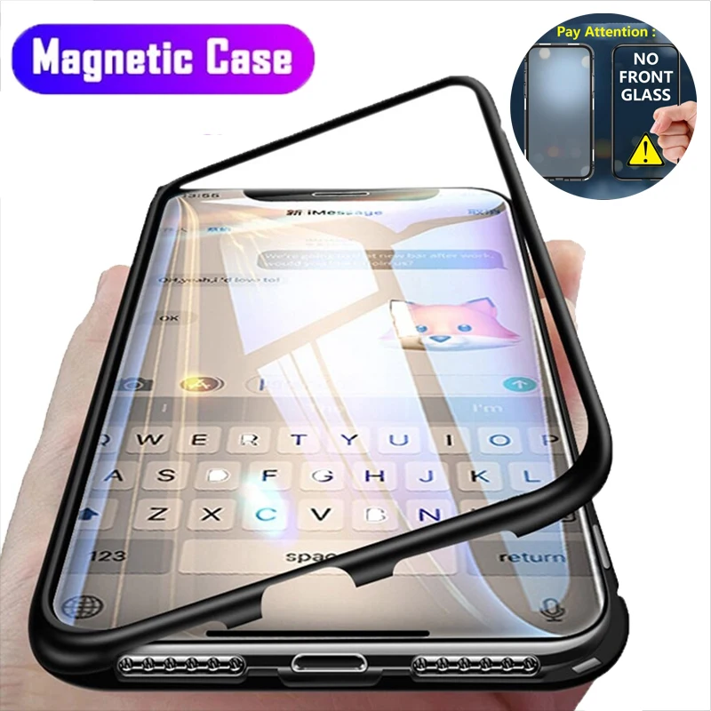 Magnetic Adsorption Metal Case For OPPO Realme 6i 5i XT X Lite 5 6 C2 2Z Reno 2 3 Pro A9 A5 A31 2020 Tempered Glass Magnet Cover | Мобильные