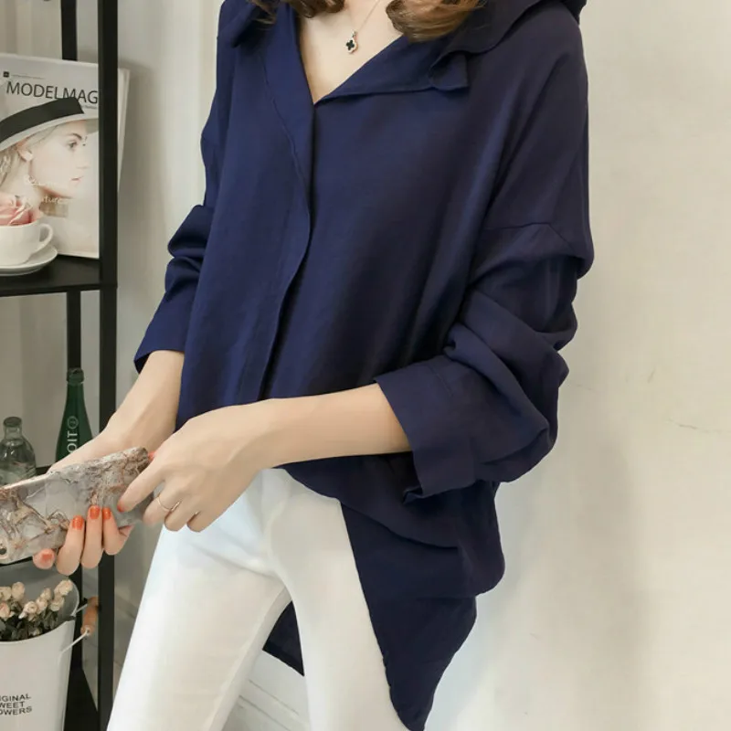 Partes superiores das mulheres e blusas mujer de moda с v-образным вырезом и рукавом «летучая мышь» SOlida mulheres blusas, большие размеры