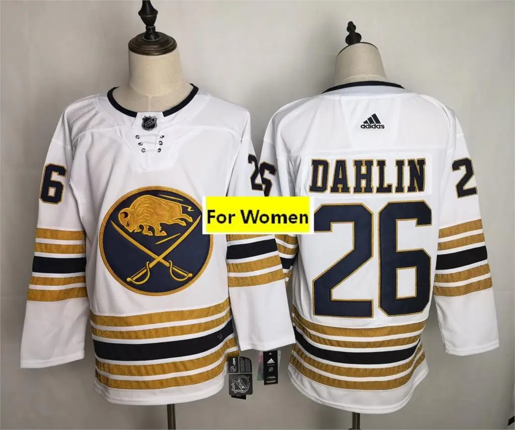 Новинка, все сшитые женские майки Buffalo#9 Jack Eichel#26 Rasmus Dahlin#53 Jeff Skinner