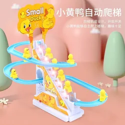 Petit canard grimpant des escaliers, voiture sur Rail jaune, jouet coulissant électrique, lumière musicale, jouet pour garçon et fille 