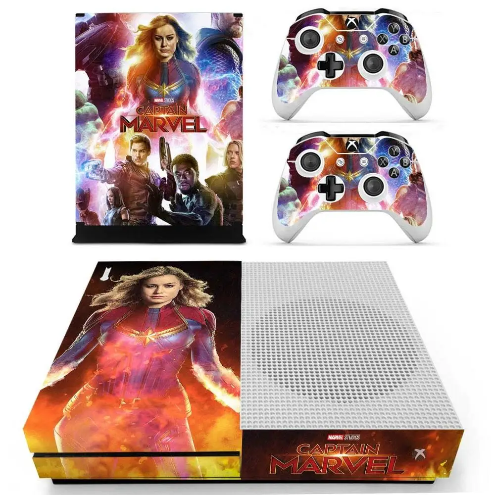 Марвел Капитан наклейка s для Xbox One S кожа Виниловая Наклейка Pegatina для Xbox one тонкая консоль и два контроллера шкуры - Цвет: YS-xboxoneS-2019
