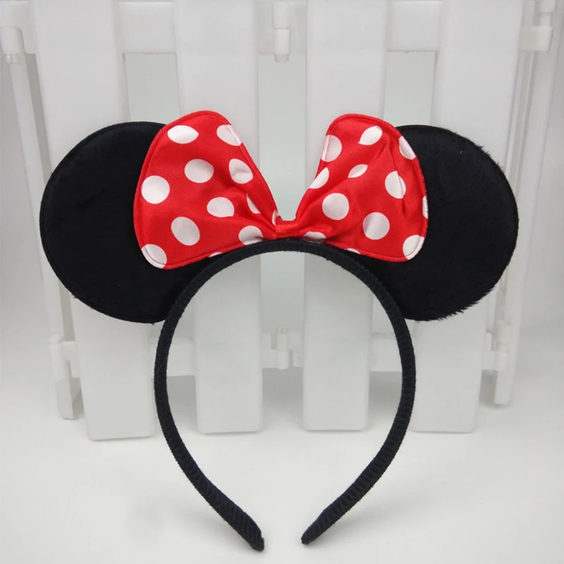6er-Set Mickey & Minnie Mouse Ohren-Stirnbänder – Mit Schwarz-roten Punktschleifen Für Kostümpartys