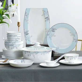 

56pcs dishes set Jingdezhen Ceramic Dinnerware Set Kitchen Tableware Dinner Dish Ceramic Plates and Dishes Bowls