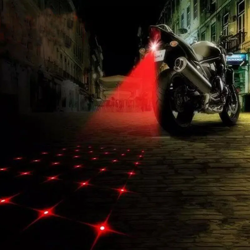 Bike Lights Universal LED Car Motorcycle Laser Fog Light Anti Collision Tail Lamp Braking Parking Signal Warning Light|Велосипедная