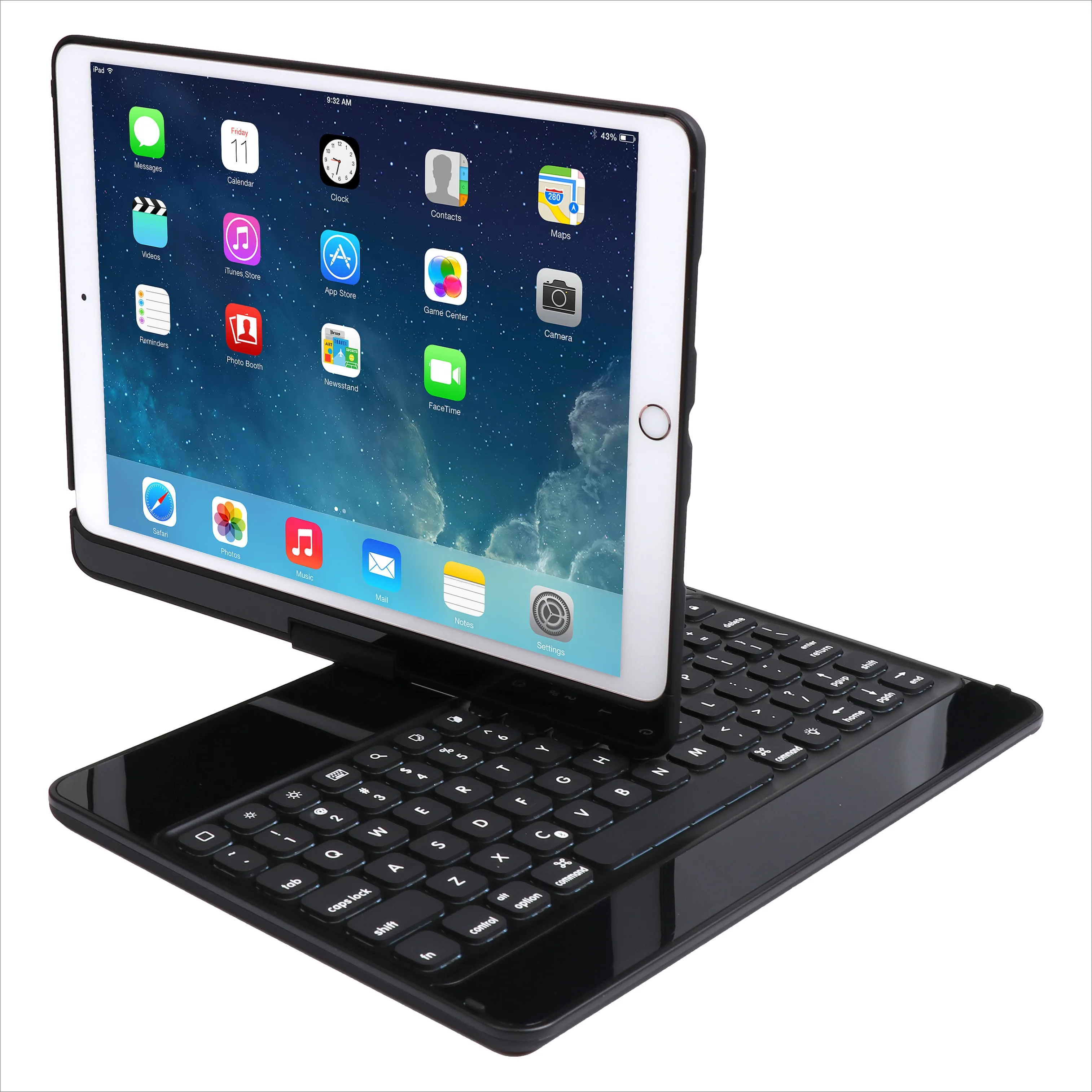 360 Degree Plastic Bluetooth Keyboard Protective Case with Stand for iPad Air 1 2 Pro 9.7 iPad 2018