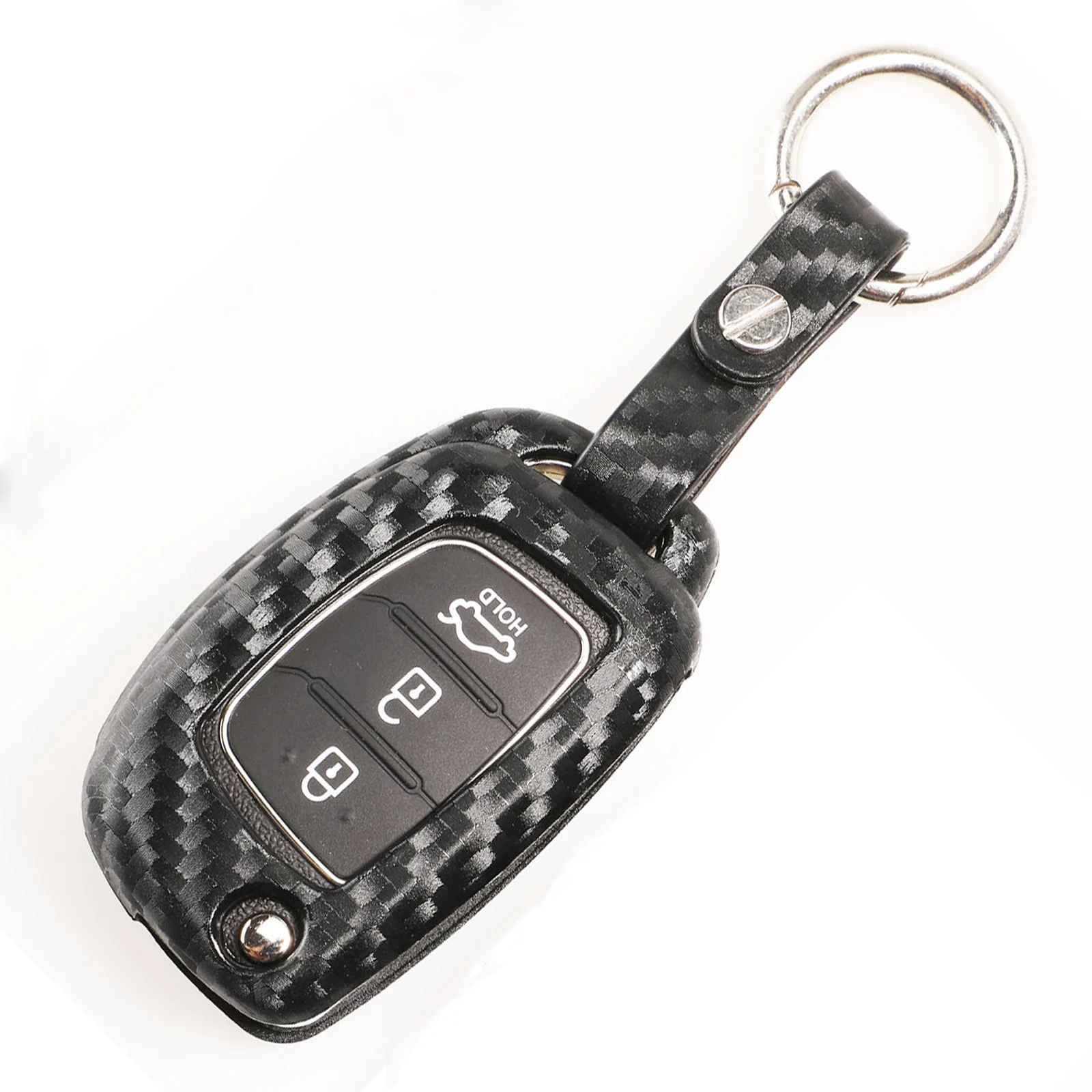 with Carbon Keychain 10 шт. силиконовый чехол для ключей из углеродного волокна для hyundai Creta I10 I20 Tucson Elantra Santa Fe 3/4 кнопка дистанционного управления флип-чехол - Название цвета: with Carbon Keychain