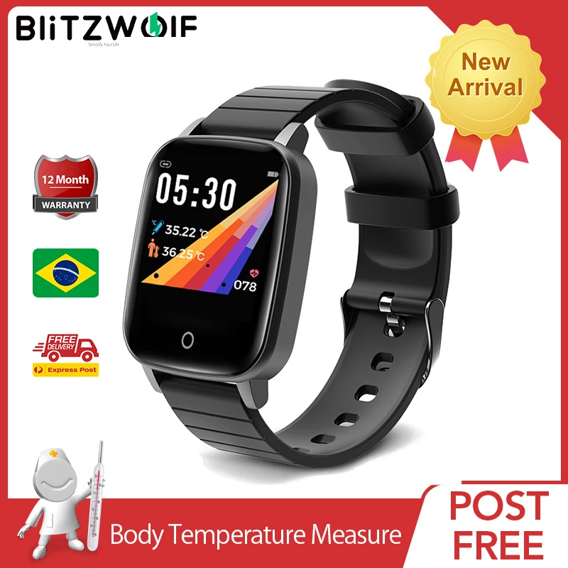 [Body Temperature Measurement] BlitzWolf BW-HL1T Smart Watch 2021 Watches Heart Rate Training Smarwatch for Men Women Kids