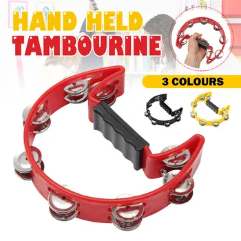 

Tambourine Compact Double Half Moon Music Drum Instruments Companion Accessories Hand Foot Tambourine Jingle Percussion