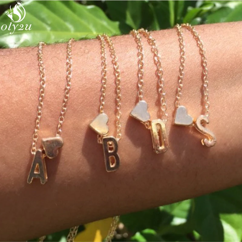 Bijoux Tiny Heart Initial A-Z 26 Letter Name Choker Necklaces for Women Personalize Jewelry Necklace Accessories Girlfriend Gift