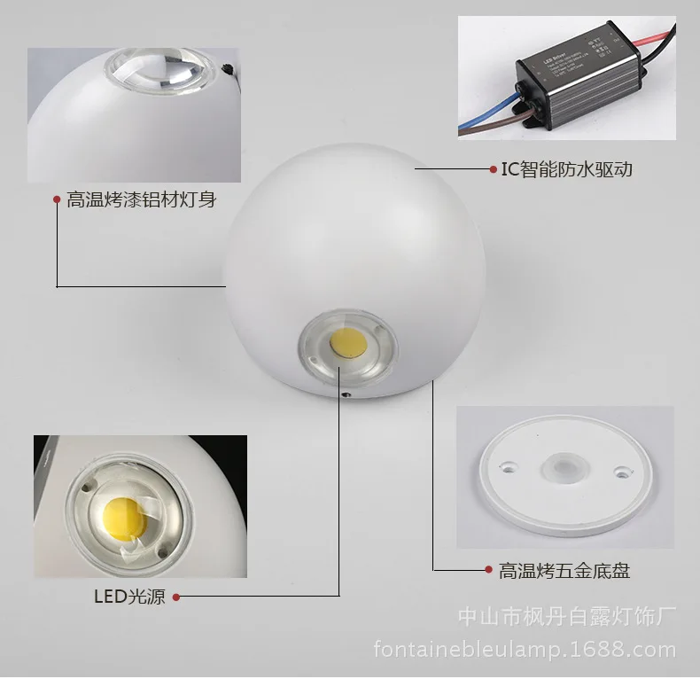 Wall Lamp LED Outdoor Waterproof Wall Lamp Aluminum Spotlights Cross Double Headed Spherical Modern Stairs Hallway Hotel Wall La