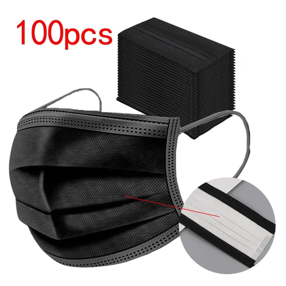 100pcs Face Mask Proof Protect Mouth Cover Outdoor Youre Meltblown Disposable Black Mascarilla Facial Desechable Disenos #4 | Красота и