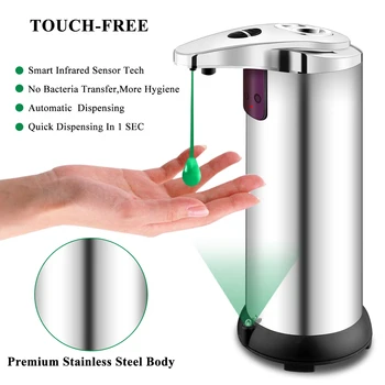 

Automatic Soap Dispenser Stainless Steel Smart Sensor Touchless Induction Electroplated Sanitizer Dispensador For Home