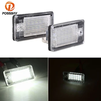 

POSSBAY for Audi A3 A4 A6 A8 Q7 S4 Super Bright White Bulbs 18 SMD LED License Plate Lights Car-styling