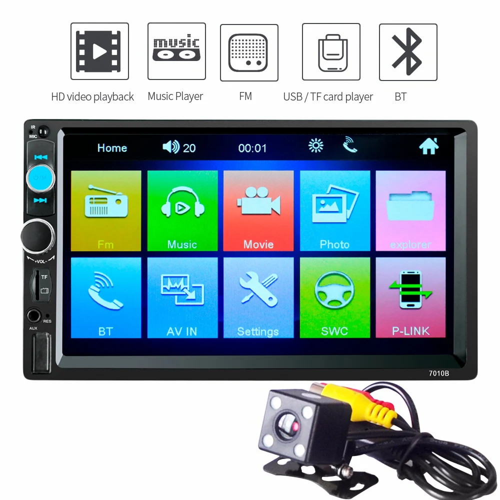 7010B 12V MP5 плеер 7 дюймов Bluetooth автомобильный аудио стерео пульт дистанционного управления сабвуфер мульти-защита с камерой заднего вида Hotest