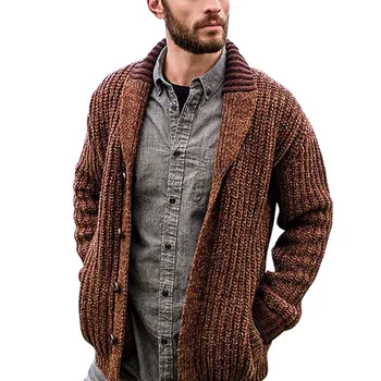 

Men Cardigan Sweater 2020 Autumn Winter New Men's Long-sleeved Sweater Lapel Cardigan Button Knit Sweater Coat Tide Warm