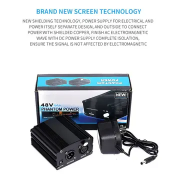 

48V Phantom Power Supply with Adapter AU US EU Plug for Condenser Karaoke Mic