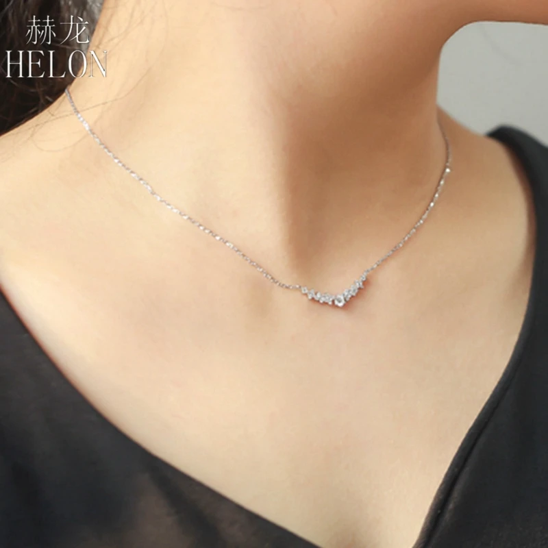 HELON, 18 К, розовое золото, Круглый, 0.28ct, натуральные бриллианты, обручальное, свадебное ожерелье, хорошее ювелирное изделие, лучший подарок на день рождения для женщин