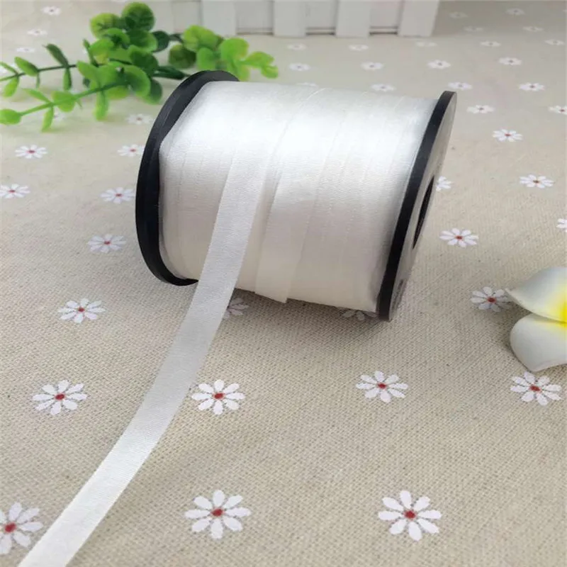 Undyed Raw white 7mmX200m 100% pure silk embroidery ribbon thin taffeta high quality Anya Ribbon Handcraft | Дом и сад