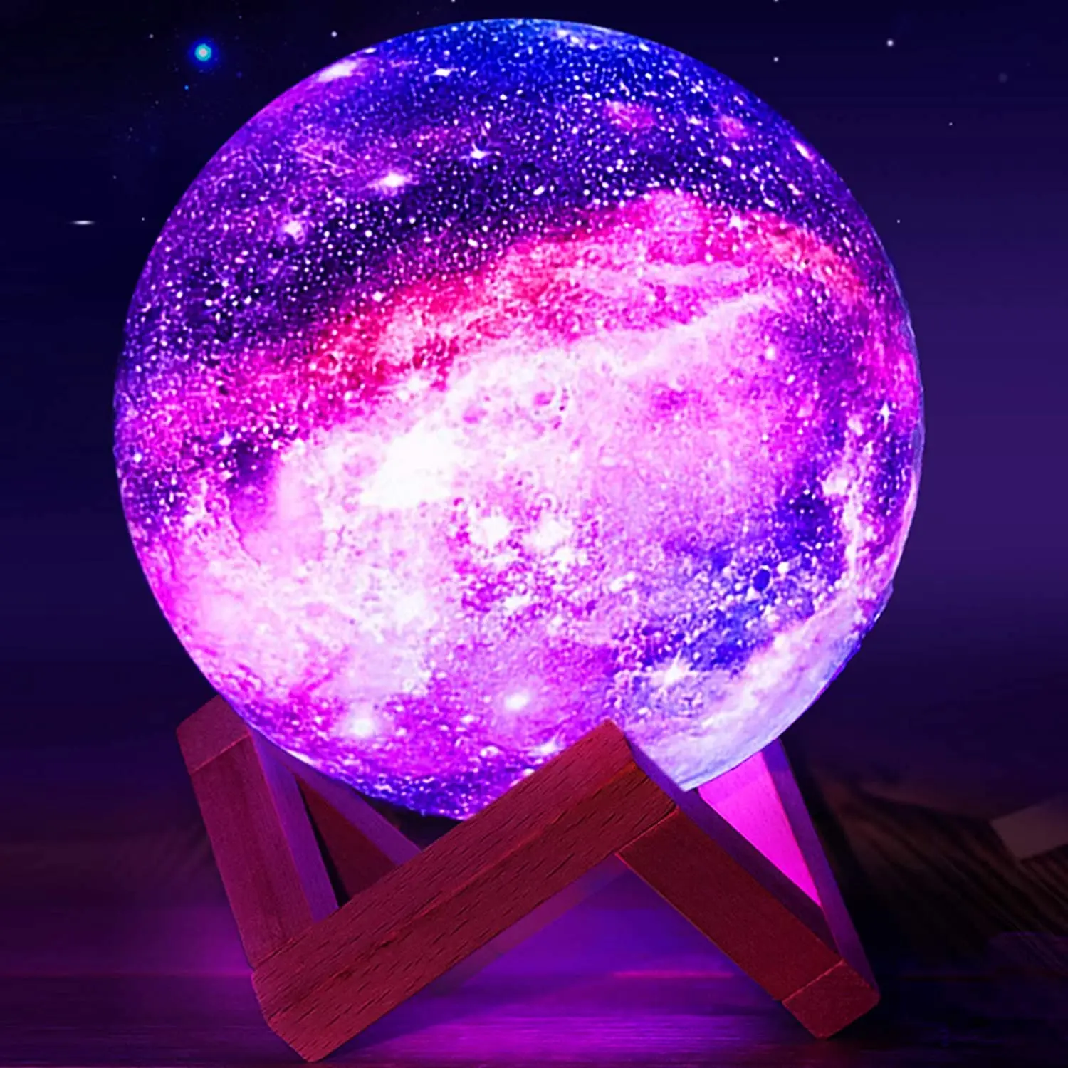 3D Print Star Moon Lamp 16 Colorful Change Touch Switch Night Light Xmas Gift