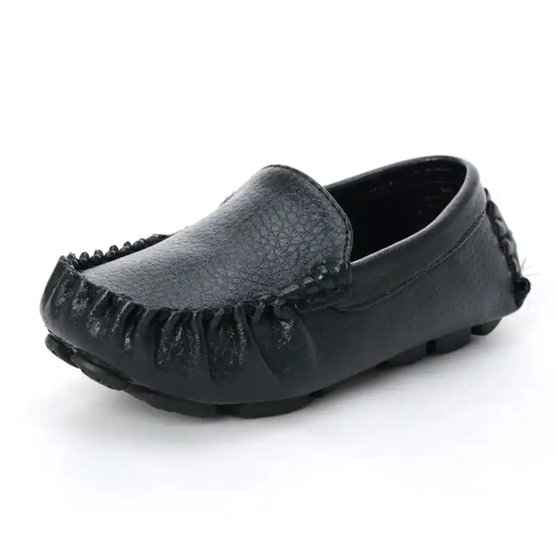 boys black slip on school shoes