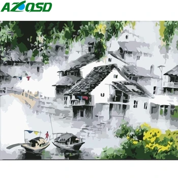 

AZQSD Coloring By Numbers Unframe Landscape Handpainted Gift DIY Paint By Numbers For Adults House Decor For Home
