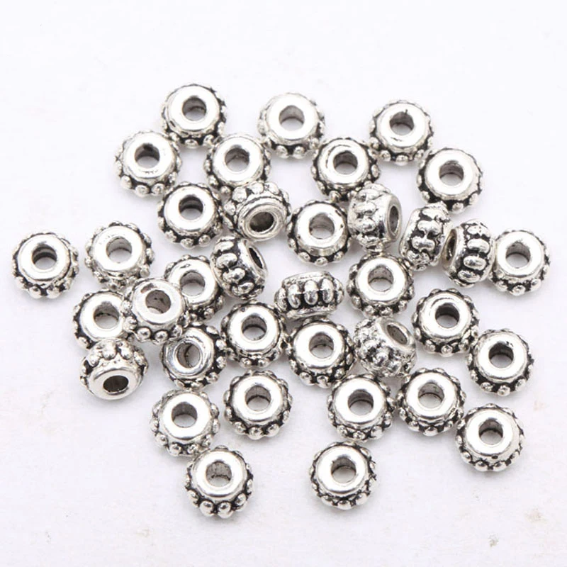 150pcs Circle Pattern Spacer Metal Flower Beads Tibetan Silver For Needlework Jewelry Making Diy Bracelet Accessories | Украшения и
