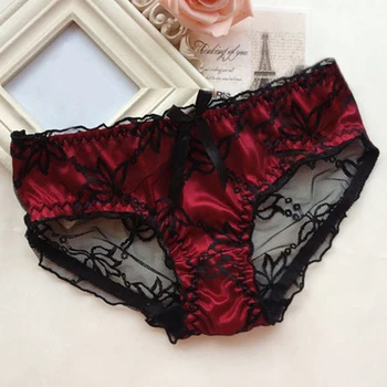 

Free Size Fashion Lace Up Women's Briefs Girls Low Waist Black Red Underwear Comfortable Underpants